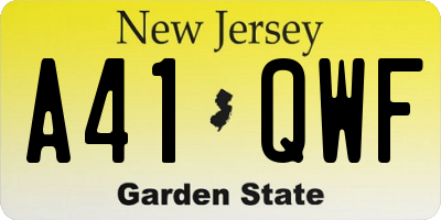 NJ license plate A41QWF