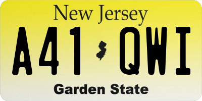 NJ license plate A41QWI