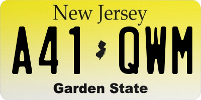 NJ license plate A41QWM
