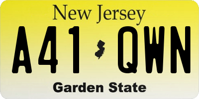 NJ license plate A41QWN