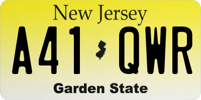 NJ license plate A41QWR