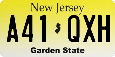 NJ license plate A41QXH