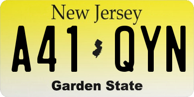 NJ license plate A41QYN