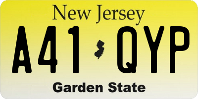 NJ license plate A41QYP