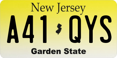 NJ license plate A41QYS