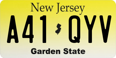 NJ license plate A41QYV