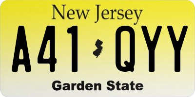 NJ license plate A41QYY