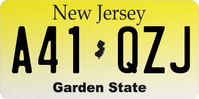 NJ license plate A41QZJ