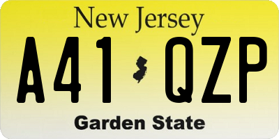 NJ license plate A41QZP