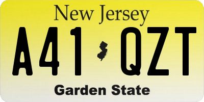 NJ license plate A41QZT