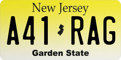 NJ license plate A41RAG