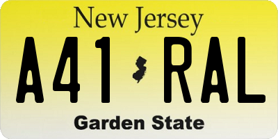 NJ license plate A41RAL