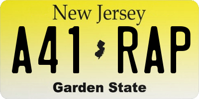 NJ license plate A41RAP