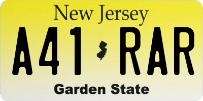 NJ license plate A41RAR