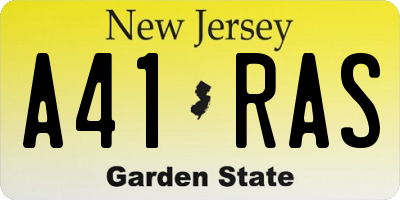 NJ license plate A41RAS
