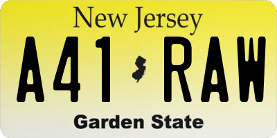 NJ license plate A41RAW