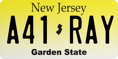 NJ license plate A41RAY