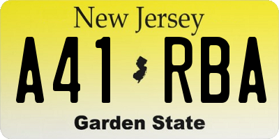 NJ license plate A41RBA