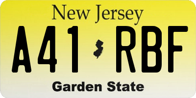 NJ license plate A41RBF