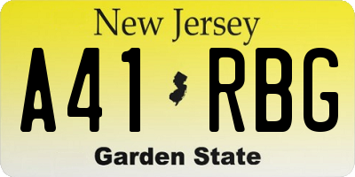 NJ license plate A41RBG
