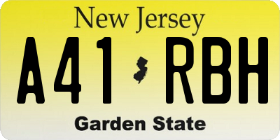NJ license plate A41RBH