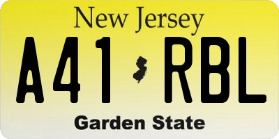 NJ license plate A41RBL