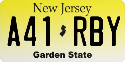 NJ license plate A41RBY