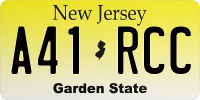 NJ license plate A41RCC