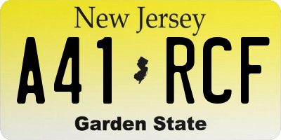NJ license plate A41RCF
