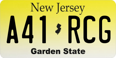 NJ license plate A41RCG