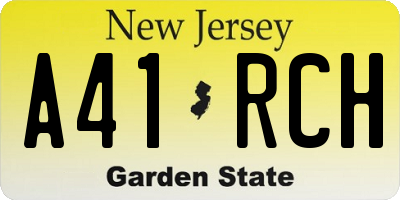 NJ license plate A41RCH