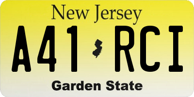 NJ license plate A41RCI