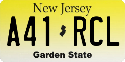 NJ license plate A41RCL