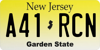 NJ license plate A41RCN