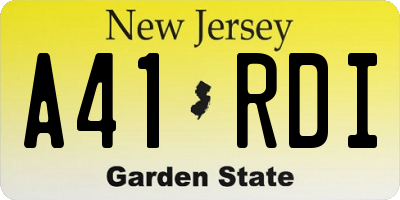 NJ license plate A41RDI