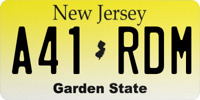 NJ license plate A41RDM