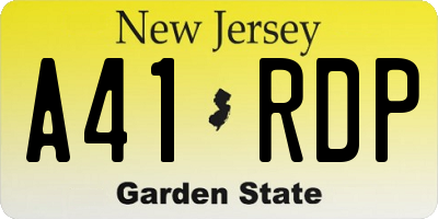 NJ license plate A41RDP