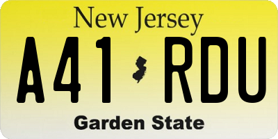 NJ license plate A41RDU