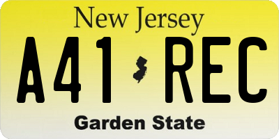 NJ license plate A41REC
