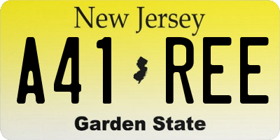 NJ license plate A41REE