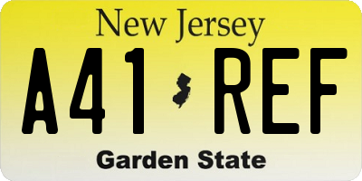NJ license plate A41REF