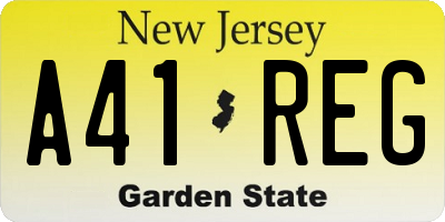 NJ license plate A41REG