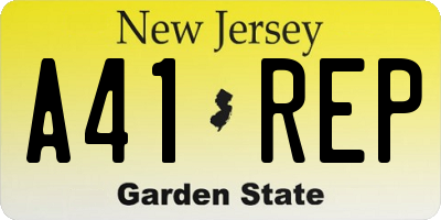 NJ license plate A41REP
