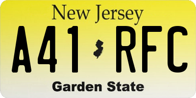 NJ license plate A41RFC