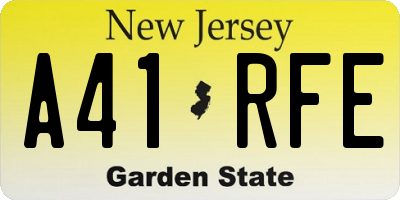 NJ license plate A41RFE