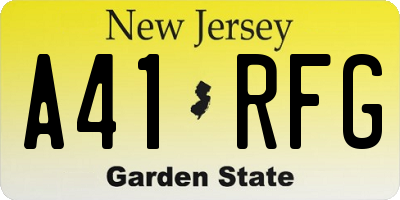 NJ license plate A41RFG