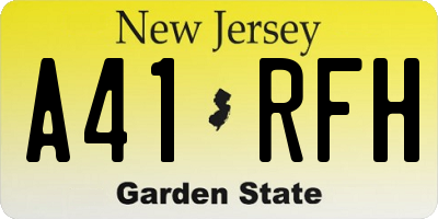 NJ license plate A41RFH