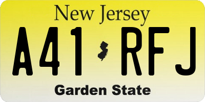 NJ license plate A41RFJ