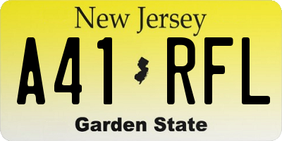 NJ license plate A41RFL