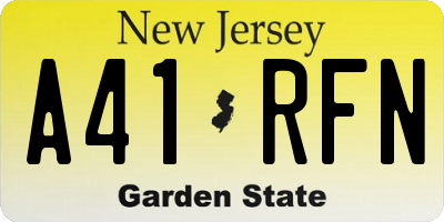 NJ license plate A41RFN
